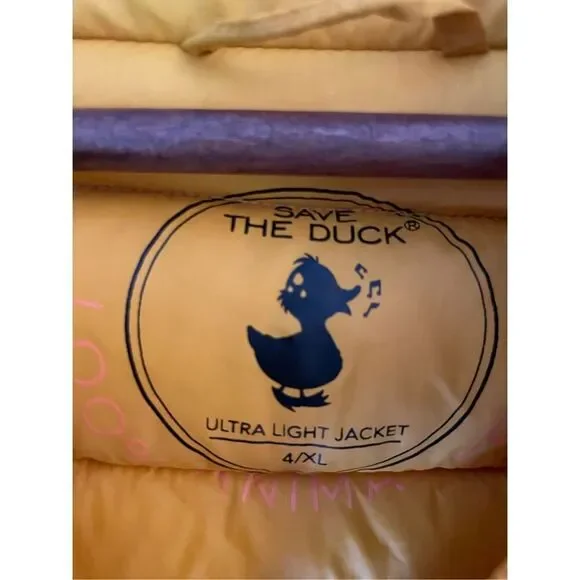 Save the Duck Mustard , XL. Lightweight Hooded Puffer. Cruelty Free. Packable - Picture 11 of 16